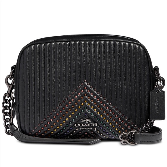 Coach Handbags - COACH Embellished Quilted Leather Camera Bag